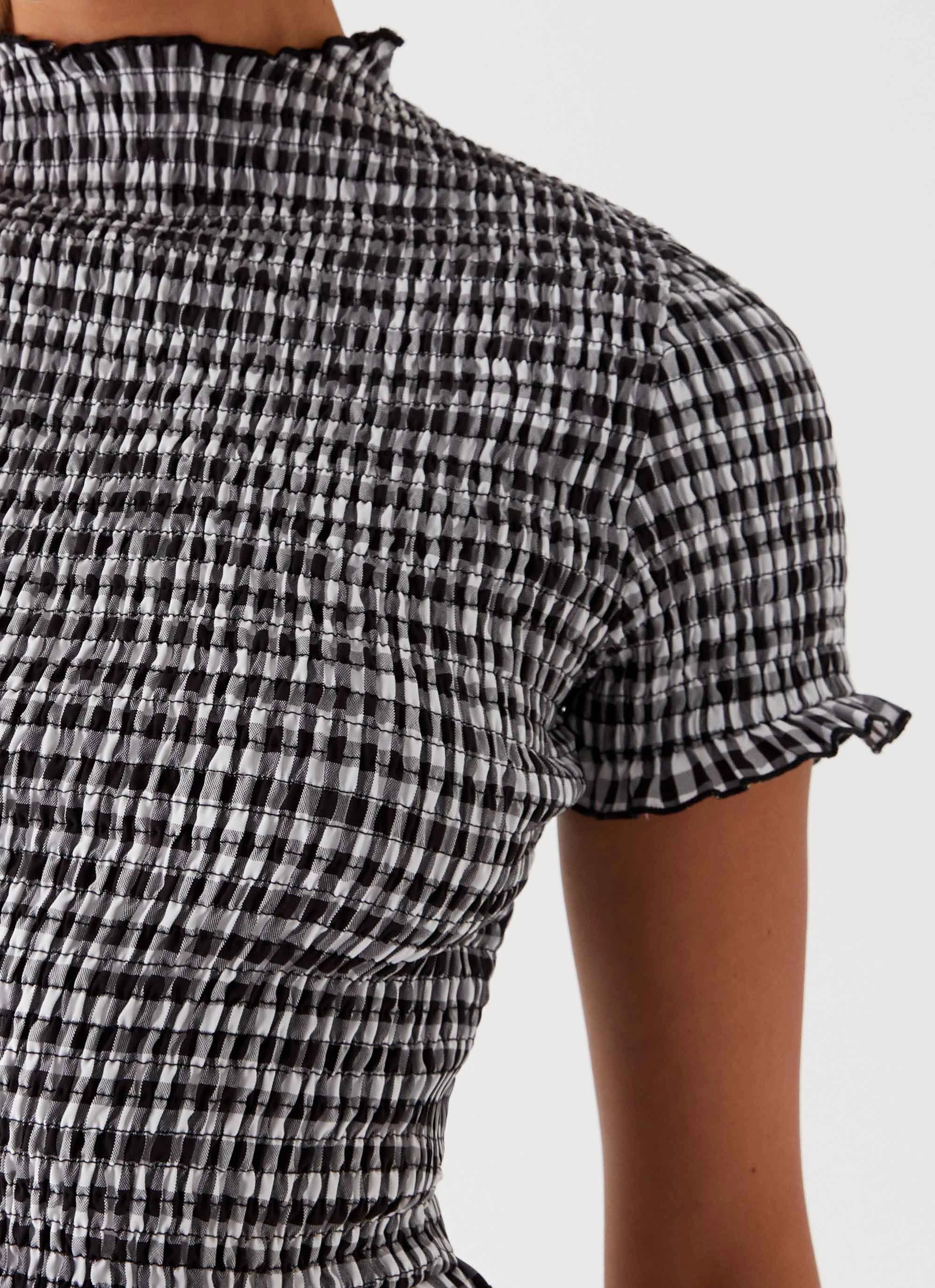 Sweetest Pie T-Shirt - Black Gingham Overlock Edging Sleeveless Tee