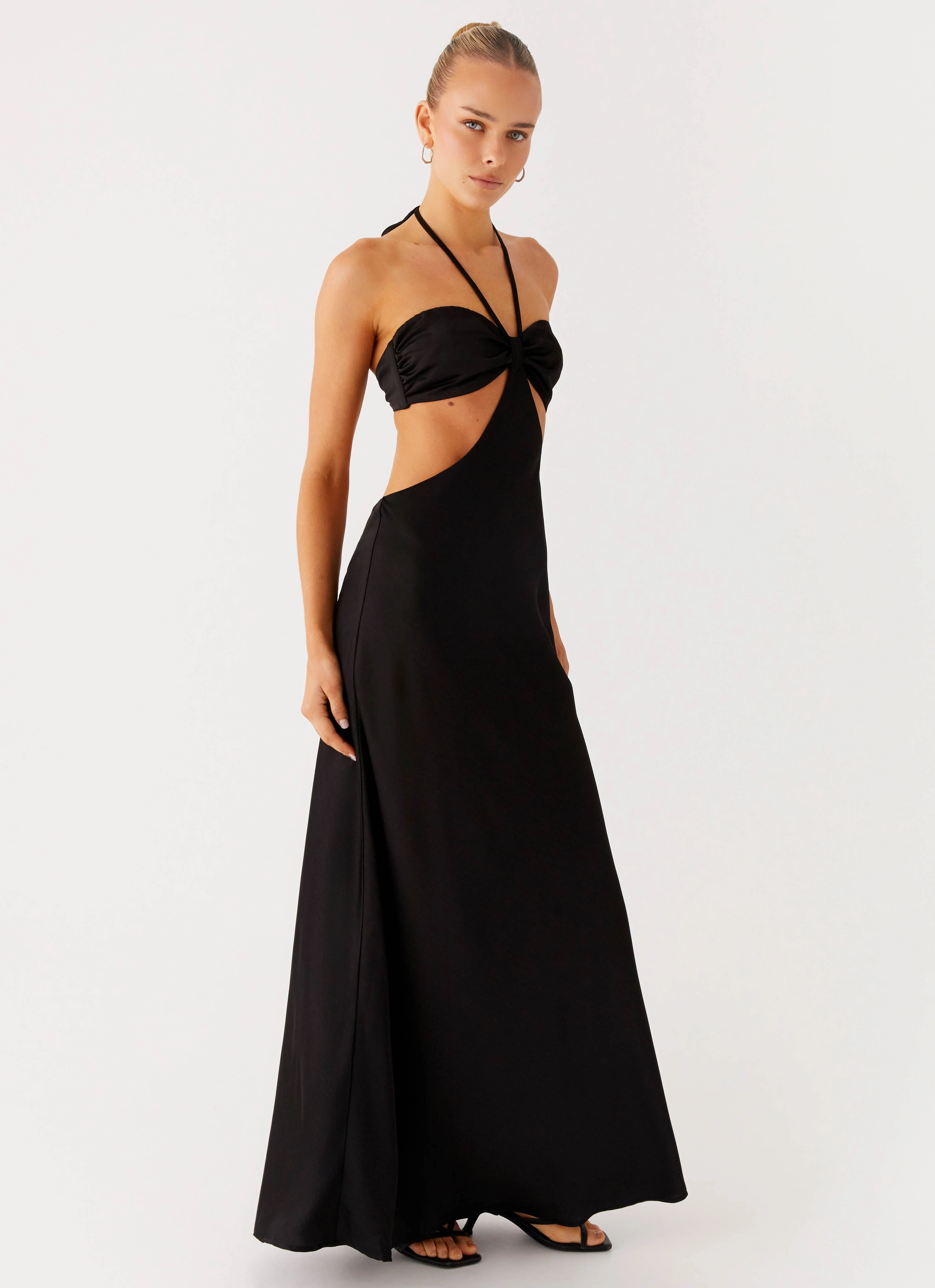 Stylish Fit Casual chic dress Sweetheart Cut Out Maxi Dress - Black