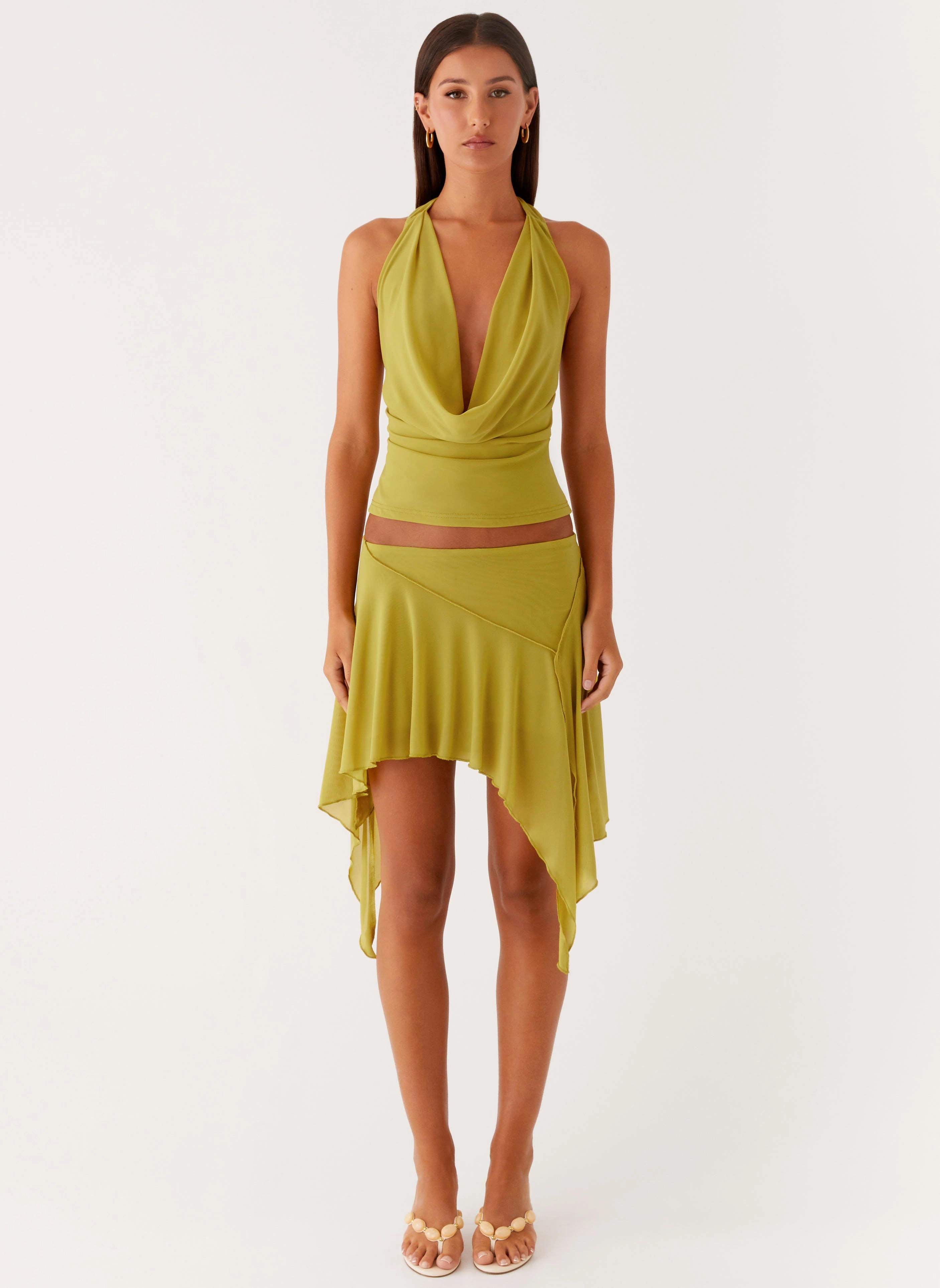 Sleek Cut Lustra Mini Skirt - Lime