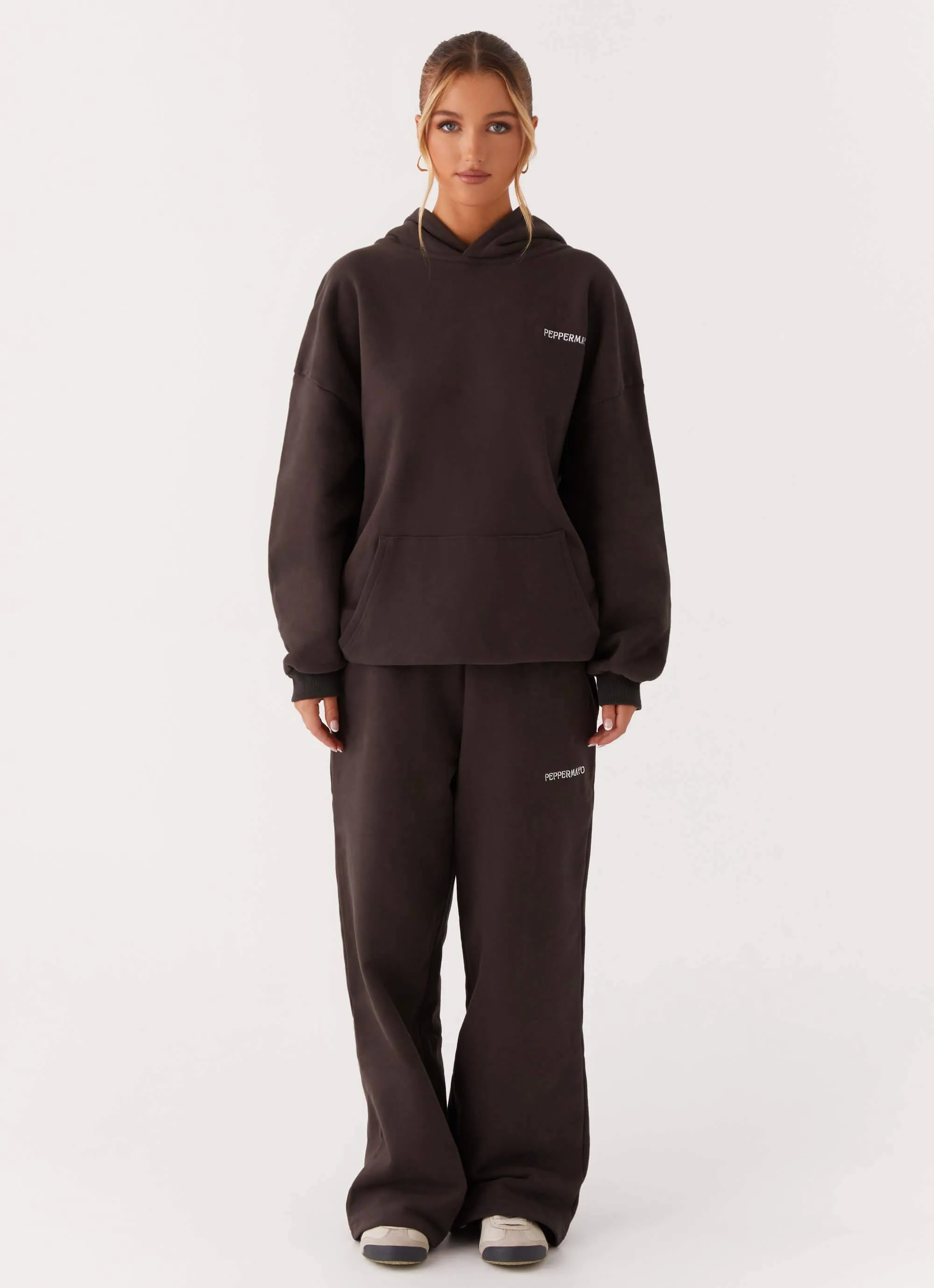 Foldable Cuff Design Signature Sweatpants - Charcoal