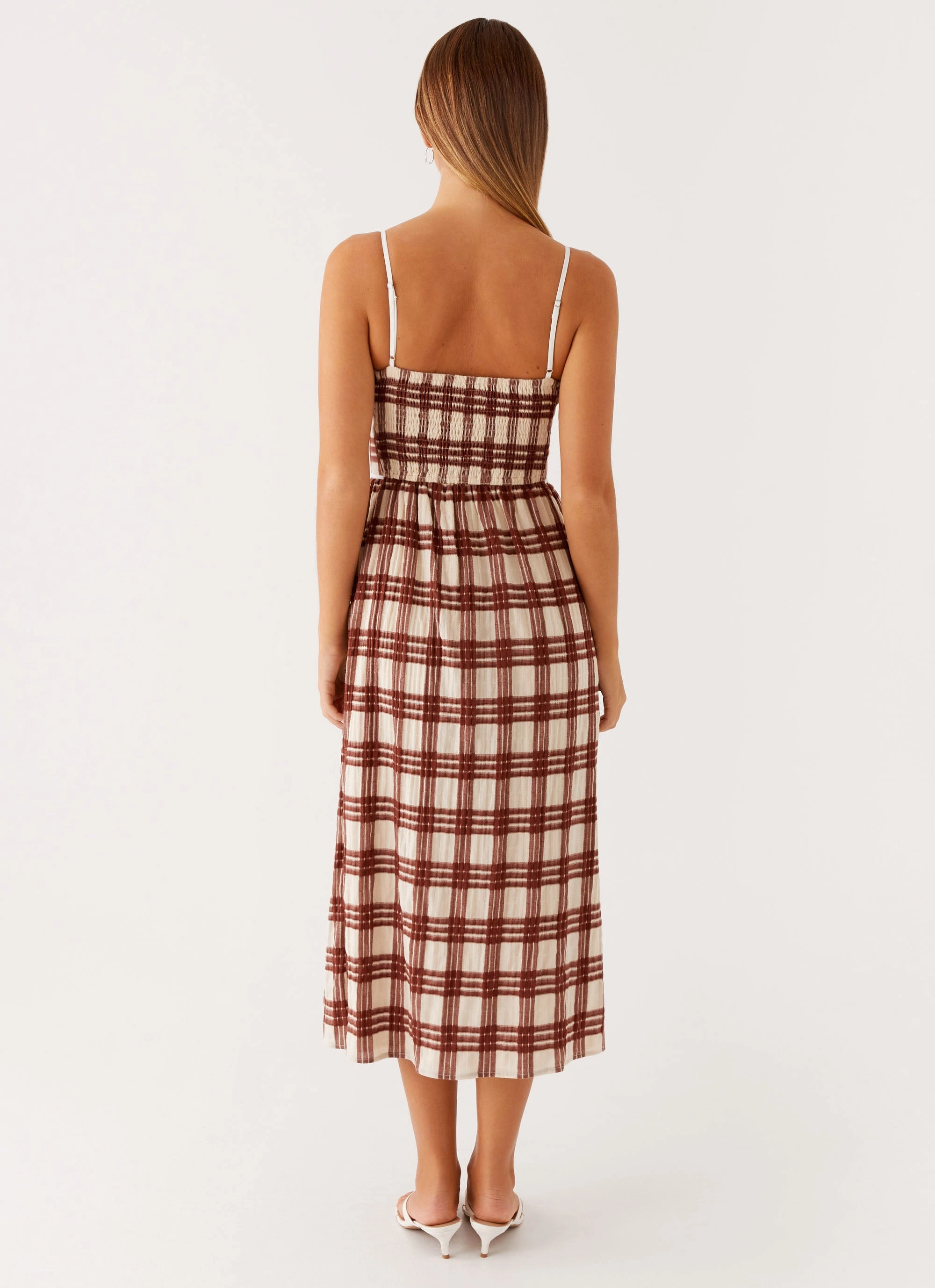 Cozy Fit NonSlipClosure Shyanne Midi Dress - Chocolate Check