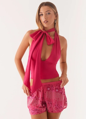 Mercer Sequin Mini Shorts - Fuchsia Moisture wicking Perfectly Relaxed