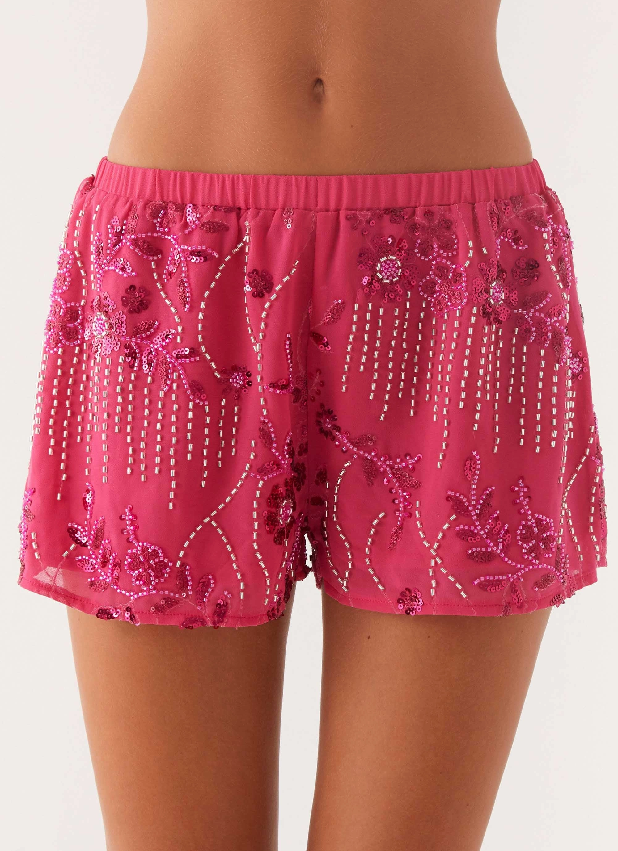 Heat Dissipating Refined fit Mercer Sequin Mini Shorts - Fuchsia