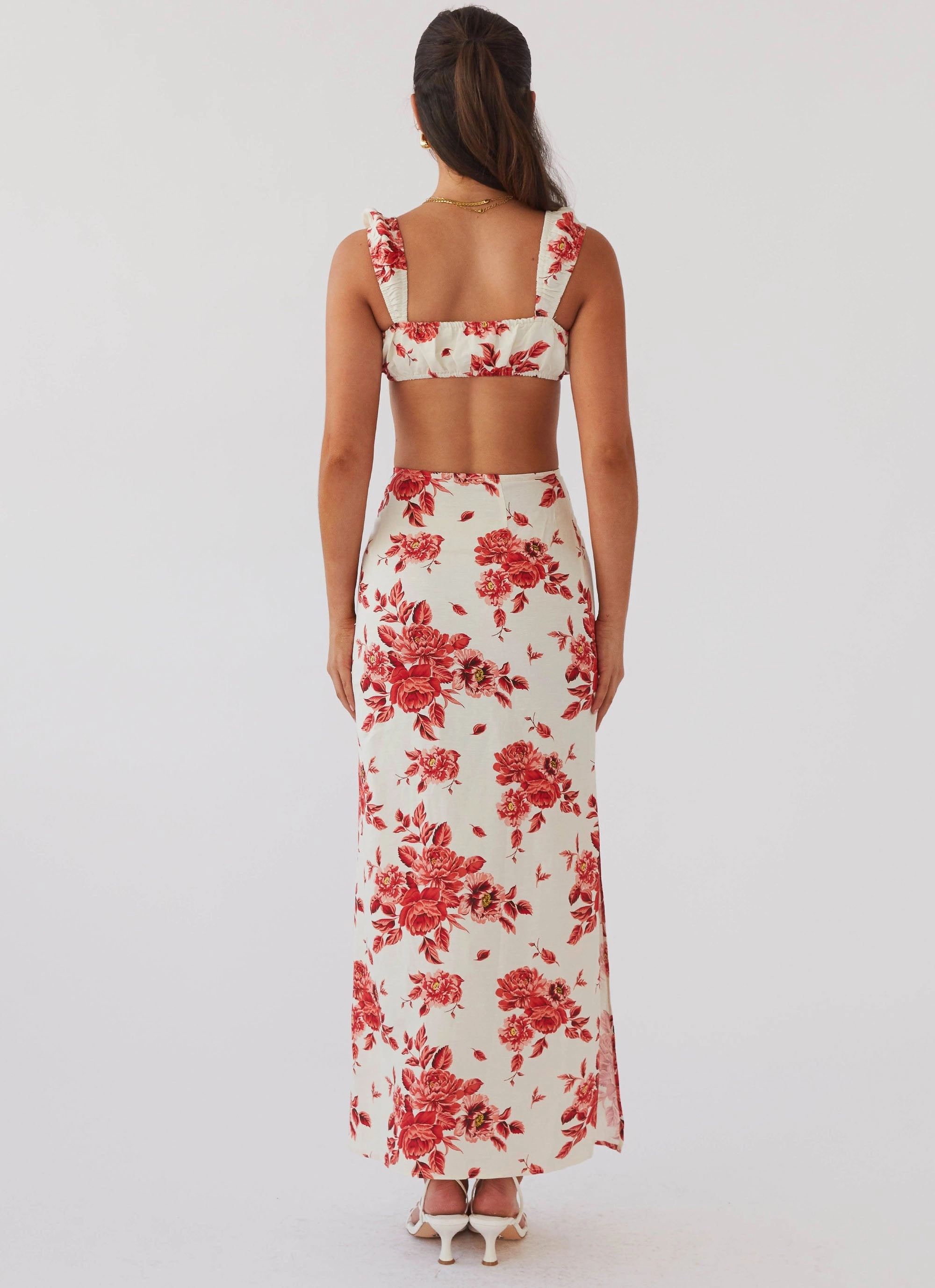 Convertible Collar Style Valencia Villa Maxi Skirt - Rosa Floria