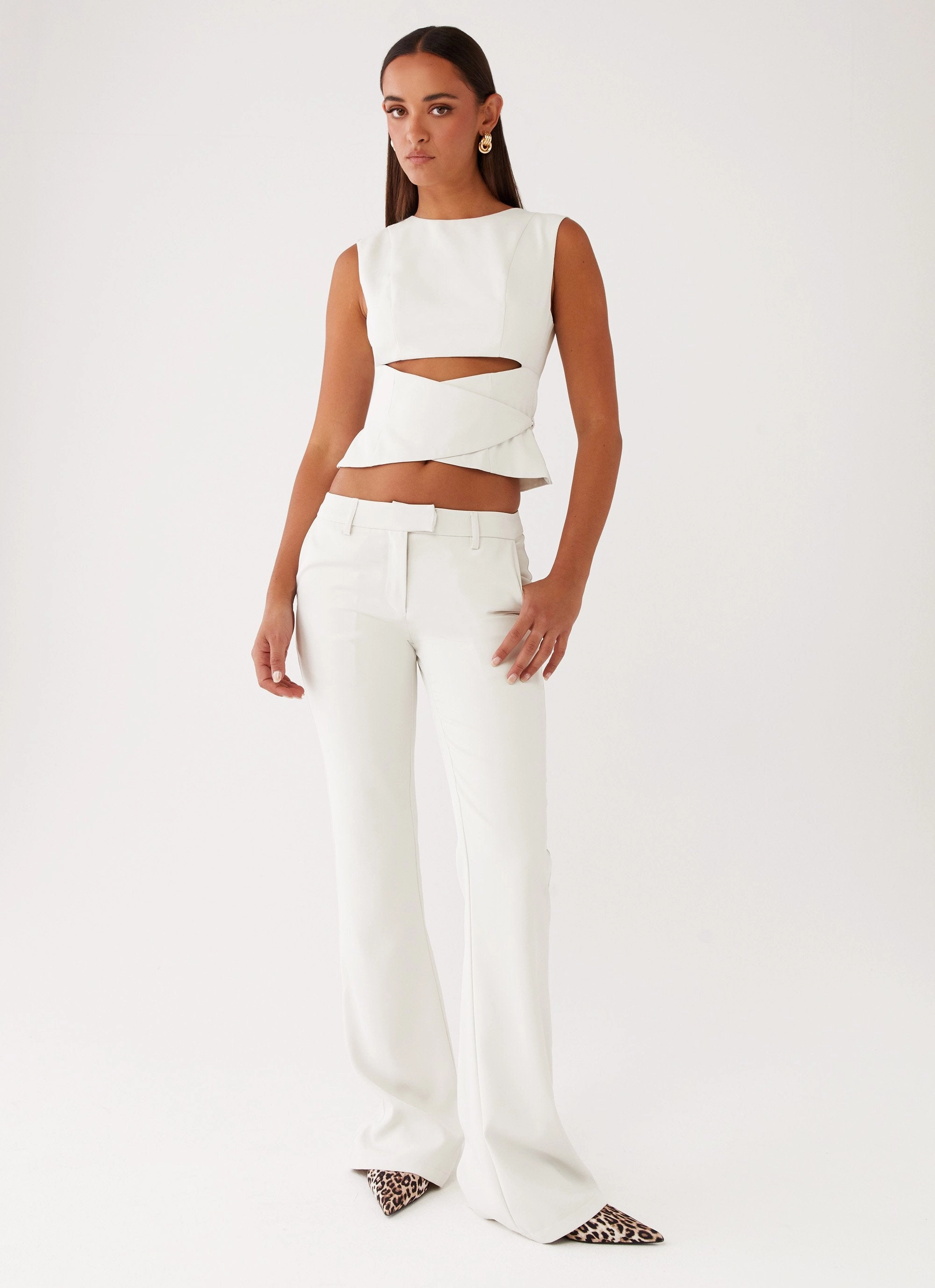 Reflective accents Loose cut Cyra Wrap Top - Ivory