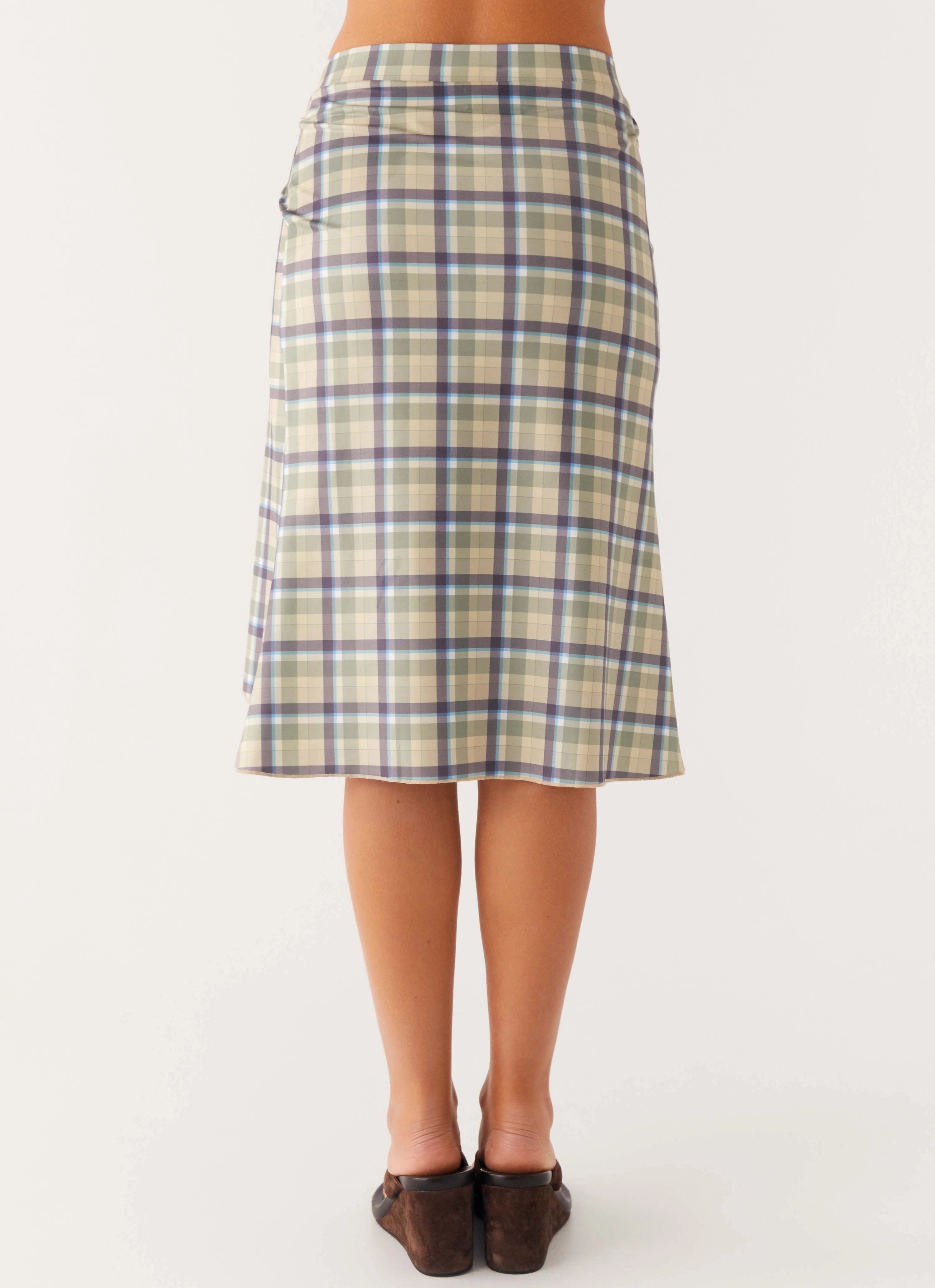 Stylish Fit Shes A Lady Midi Skirt - Cedar Check