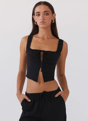 Take Me Away Corset Top - Black Anti Pill Finish