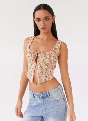 Cooling Technology High Collar Option Take Me Away Corset Top - Garden Party
