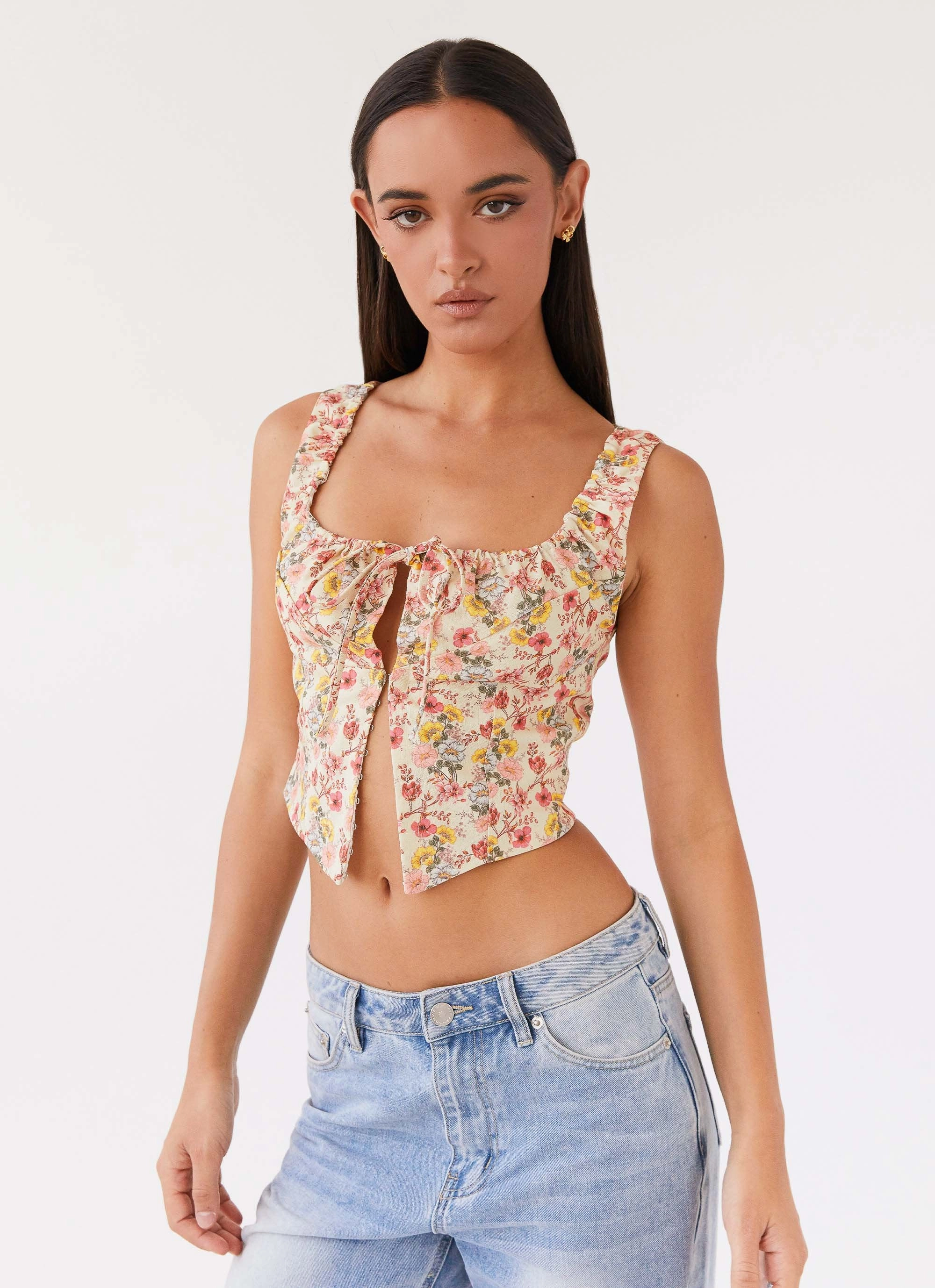 Cooling Technology High Collar Option Take Me Away Corset Top - Garden Party