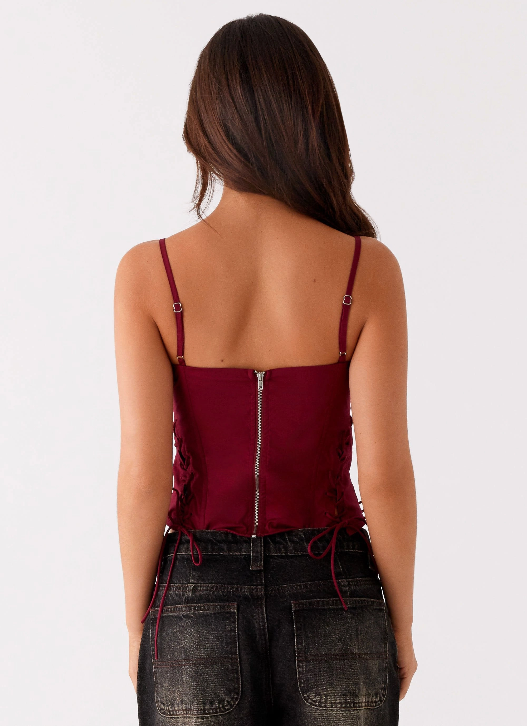 Reflective Trims Tallie Corset Top - Red
