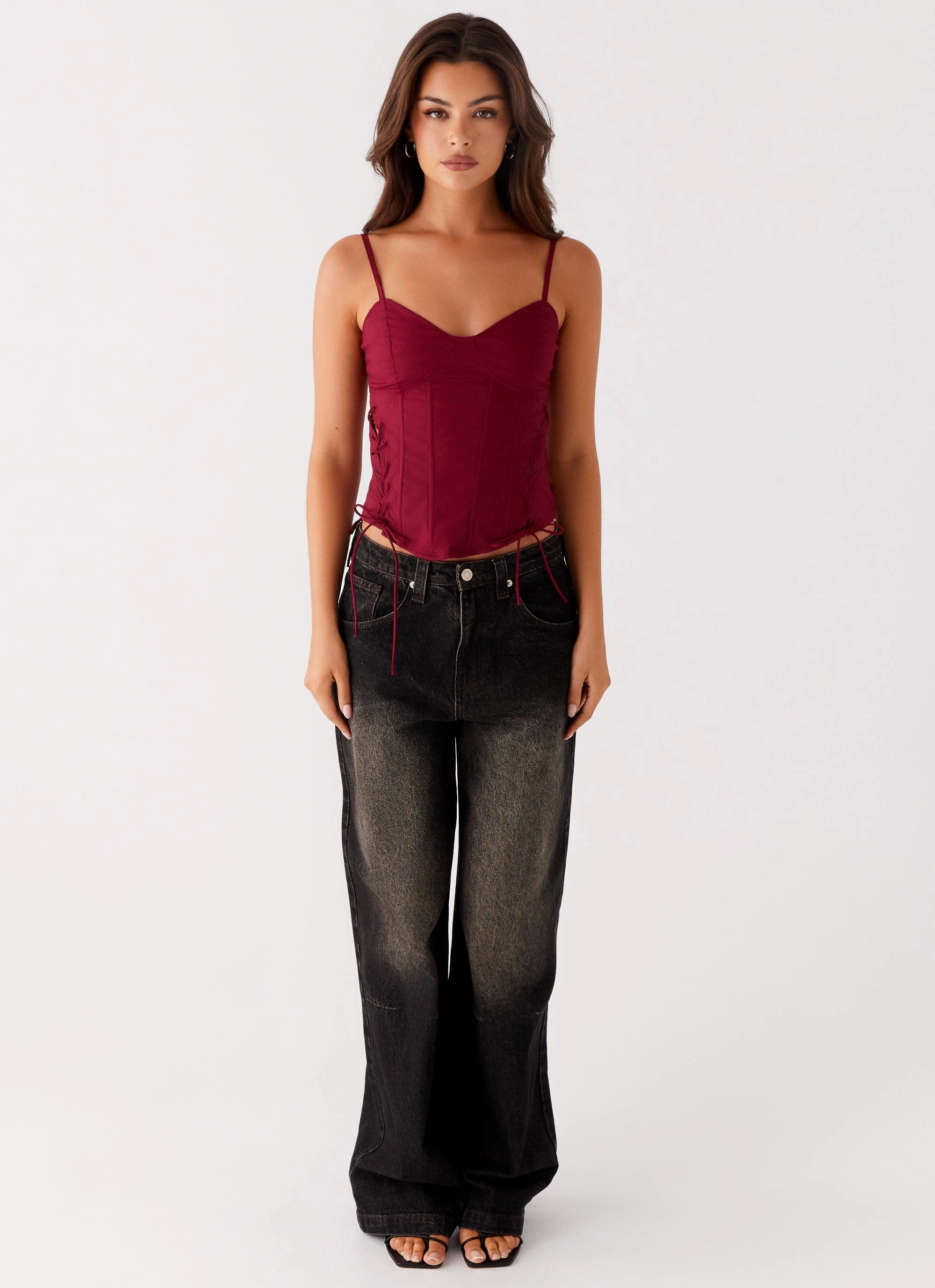 Comfortable Fabric Tallie Corset Top - Red