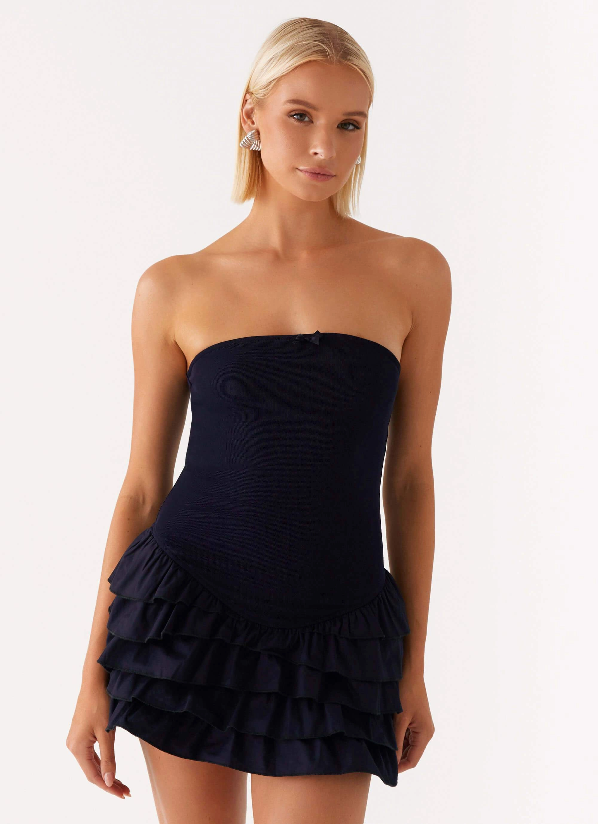 Tamay Mini Dress - Navy Playful Cut Event Glow