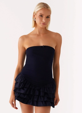 Tamay Mini Dress - Navy Playful Cut Event Glow