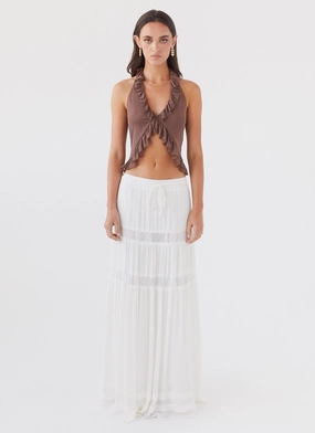 Tanya Mesh Frill Top - Chocolate UV Protection