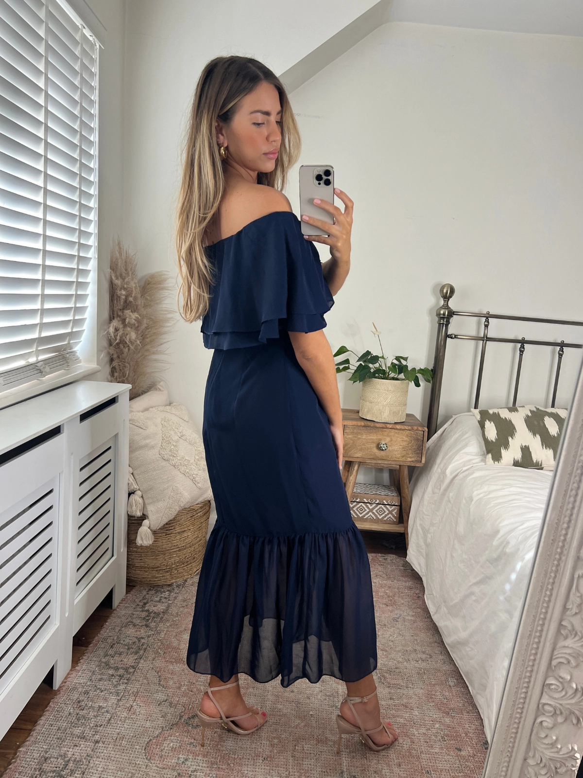 Tara Bandeau Dress / Navy Layered Wear Natural Drape