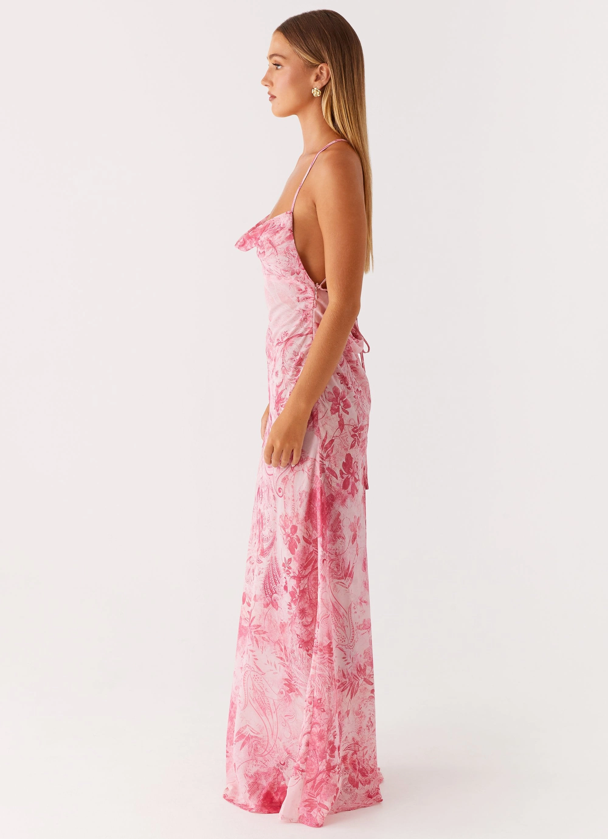 Tara Maxi Dress - Pink Print Poised Vibe Classic Grace
