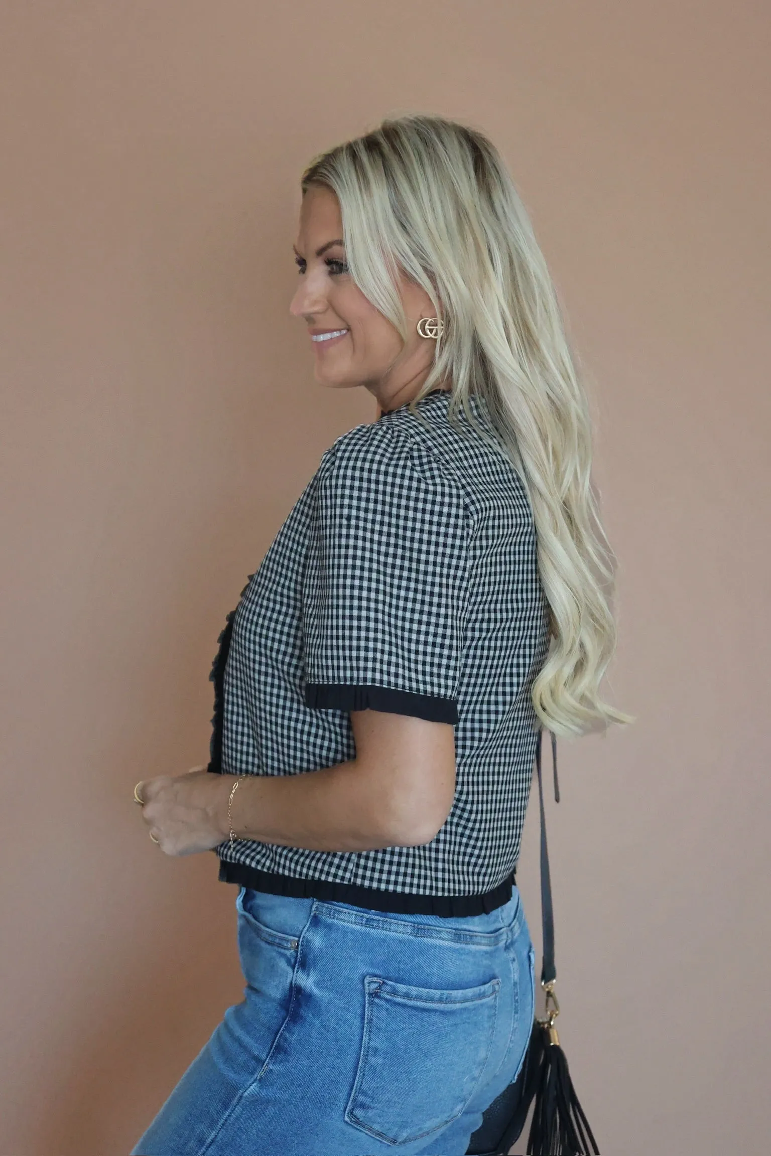 Tarra Checkered Top Relaxed Sweatshirt