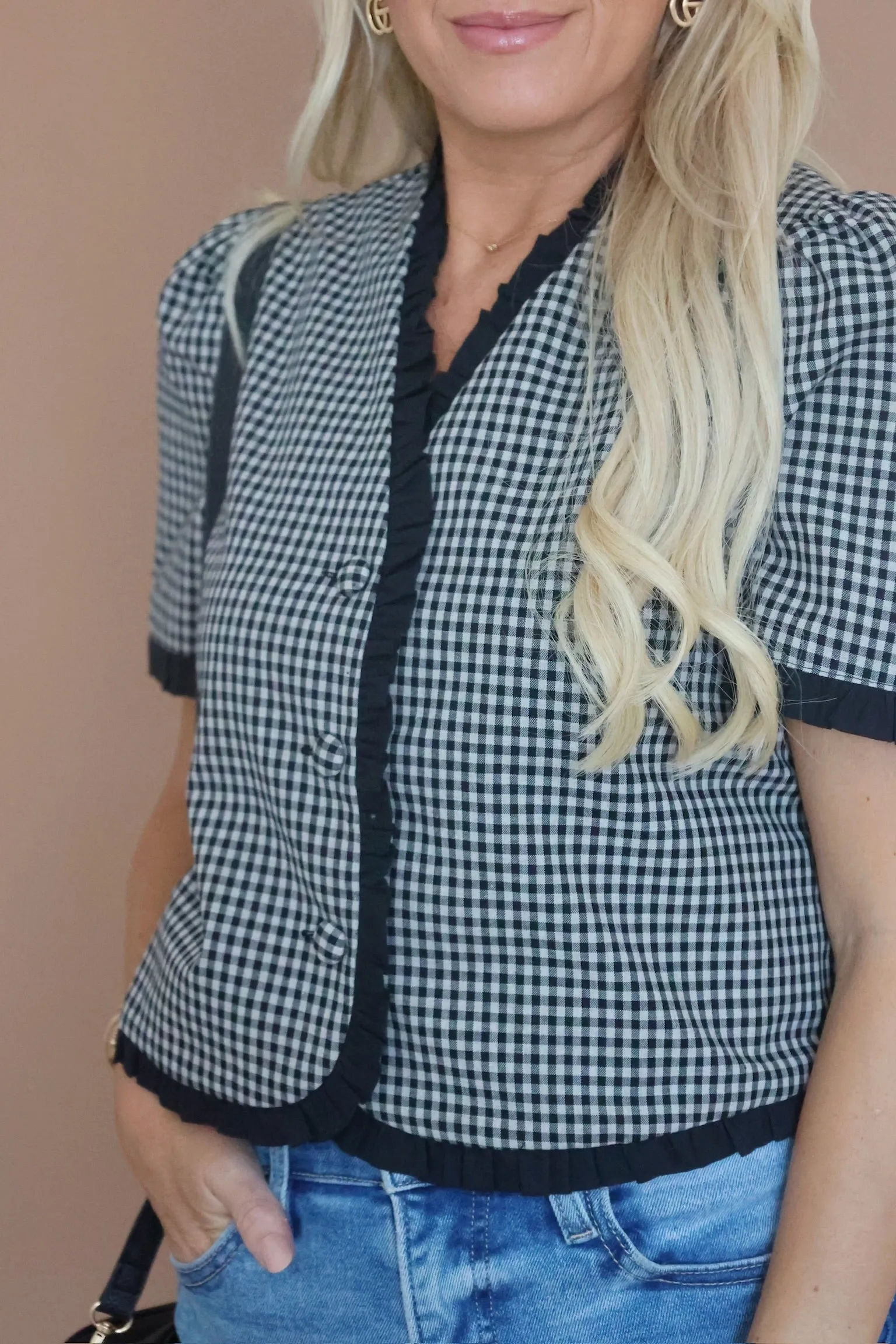 Tarra Checkered Top SoftInteriorLining Yarn Dyed Stripes