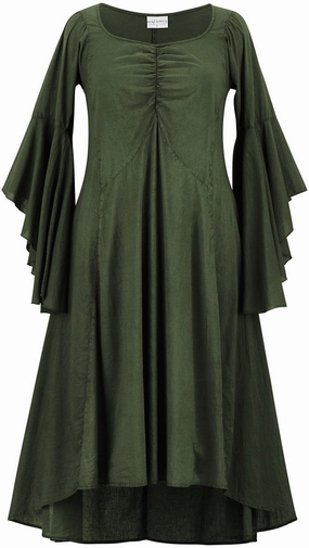 Tauriel Maxi Chemise Limited Edition Moss Green Olive Tone Fair-Trade