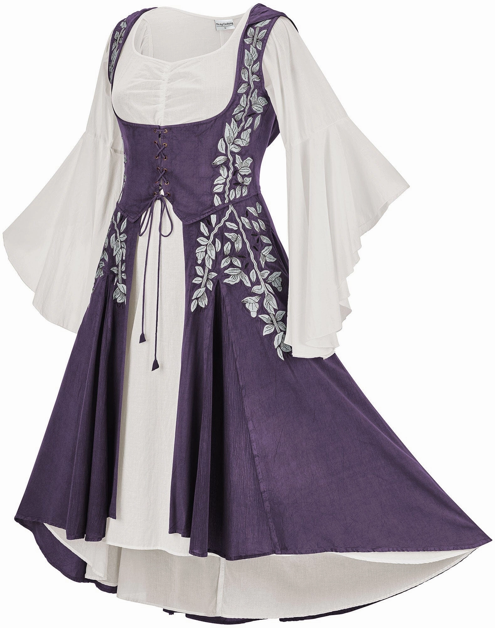Easy Draping Stylish Vibe Tauriel Maxi Set Silver Embroidery Limited Edition Midnight Lavender