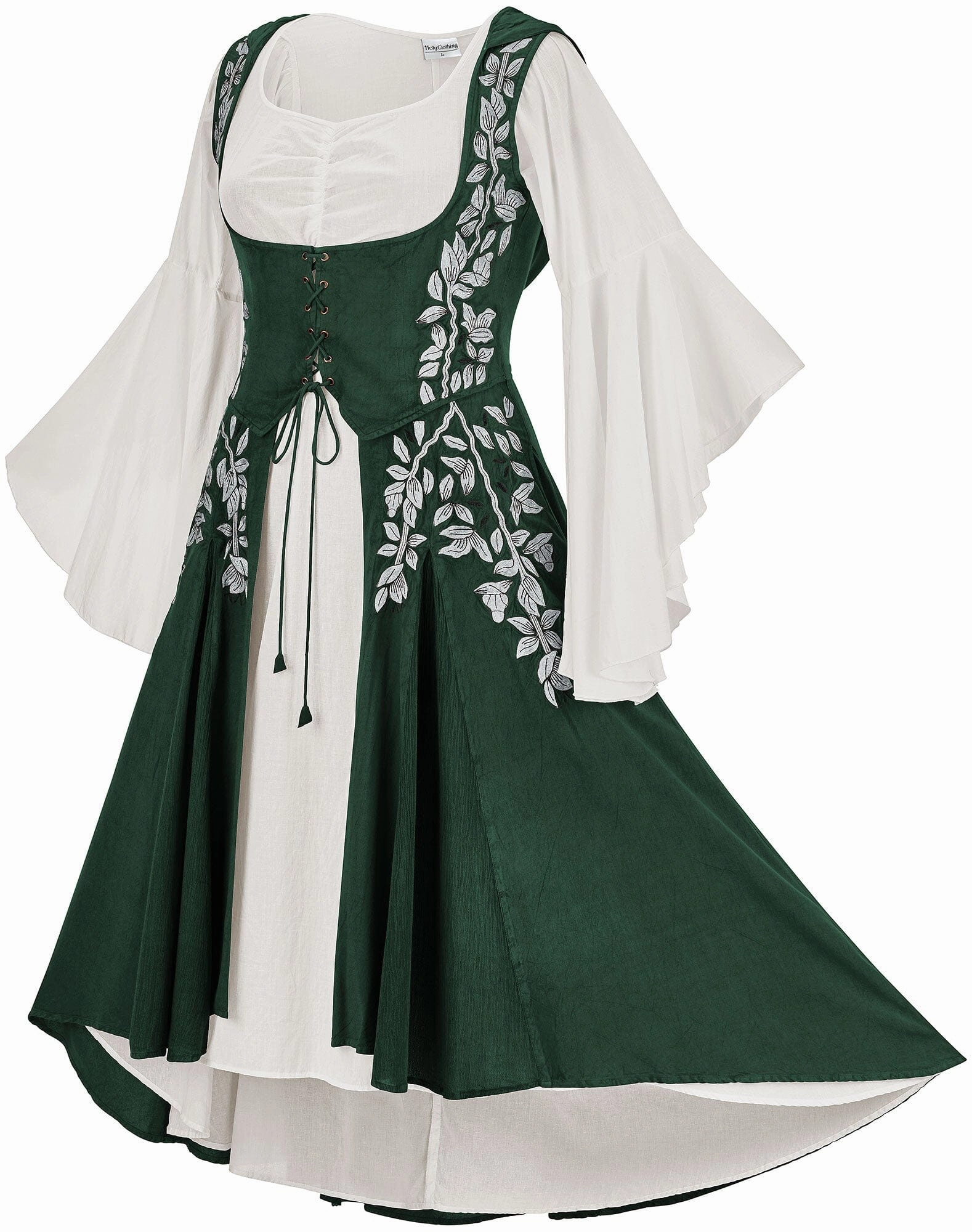 Applique-Detail Tauriel Maxi Set Silver Embroidery