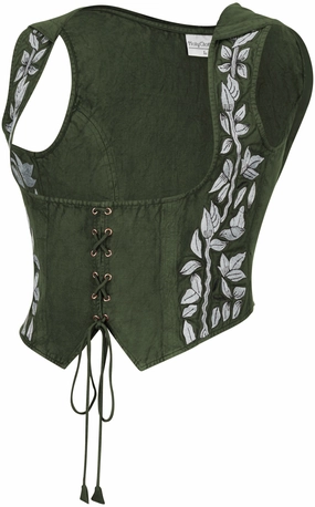 Tauriel Top Limited Edition Moss Green Silver Embroidery Hidden Pocket SeamFreeShoulder
