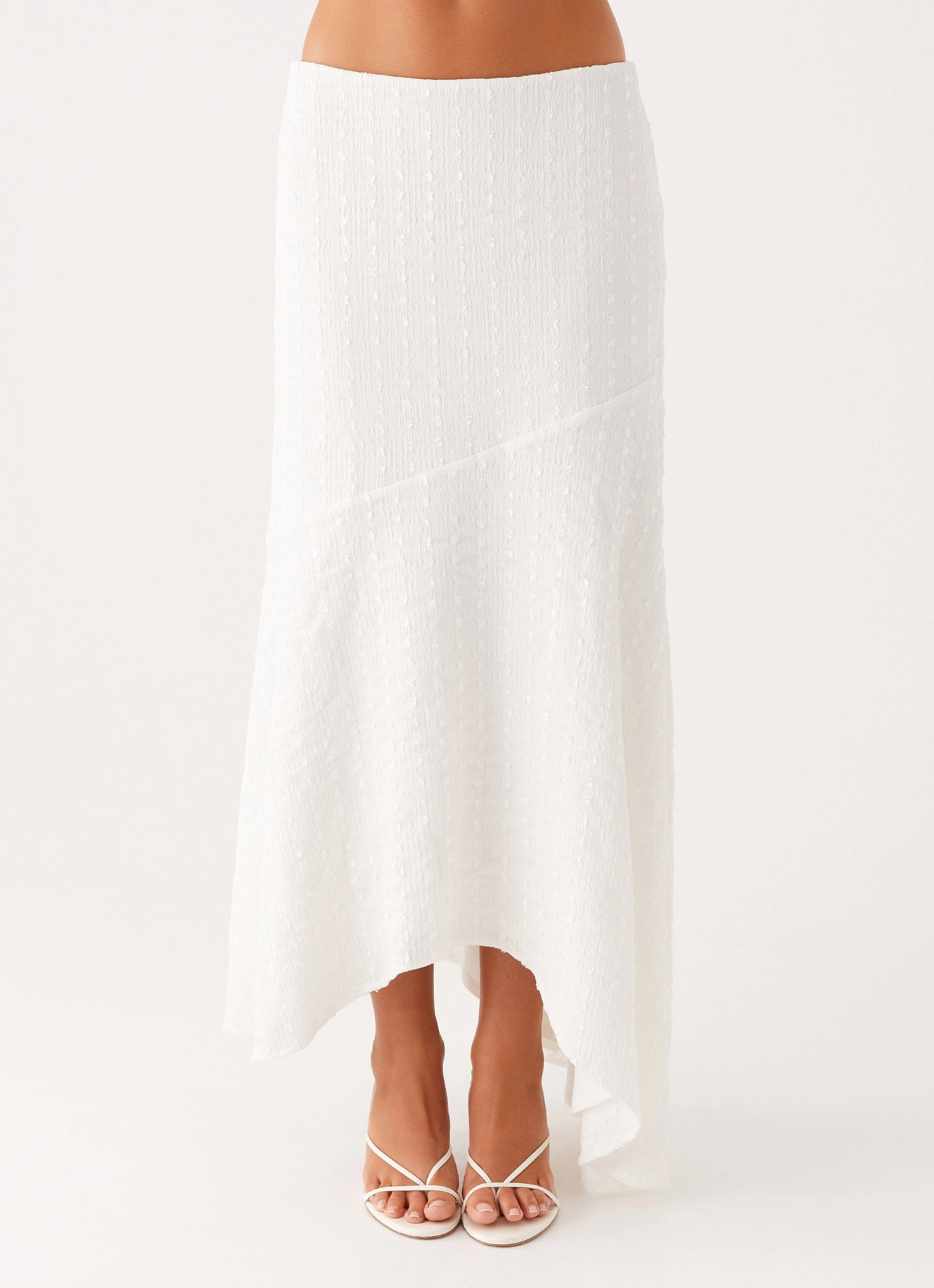 Tayah Asymmetrical Maxi Skirt - White Effortless Layer waterproof construction