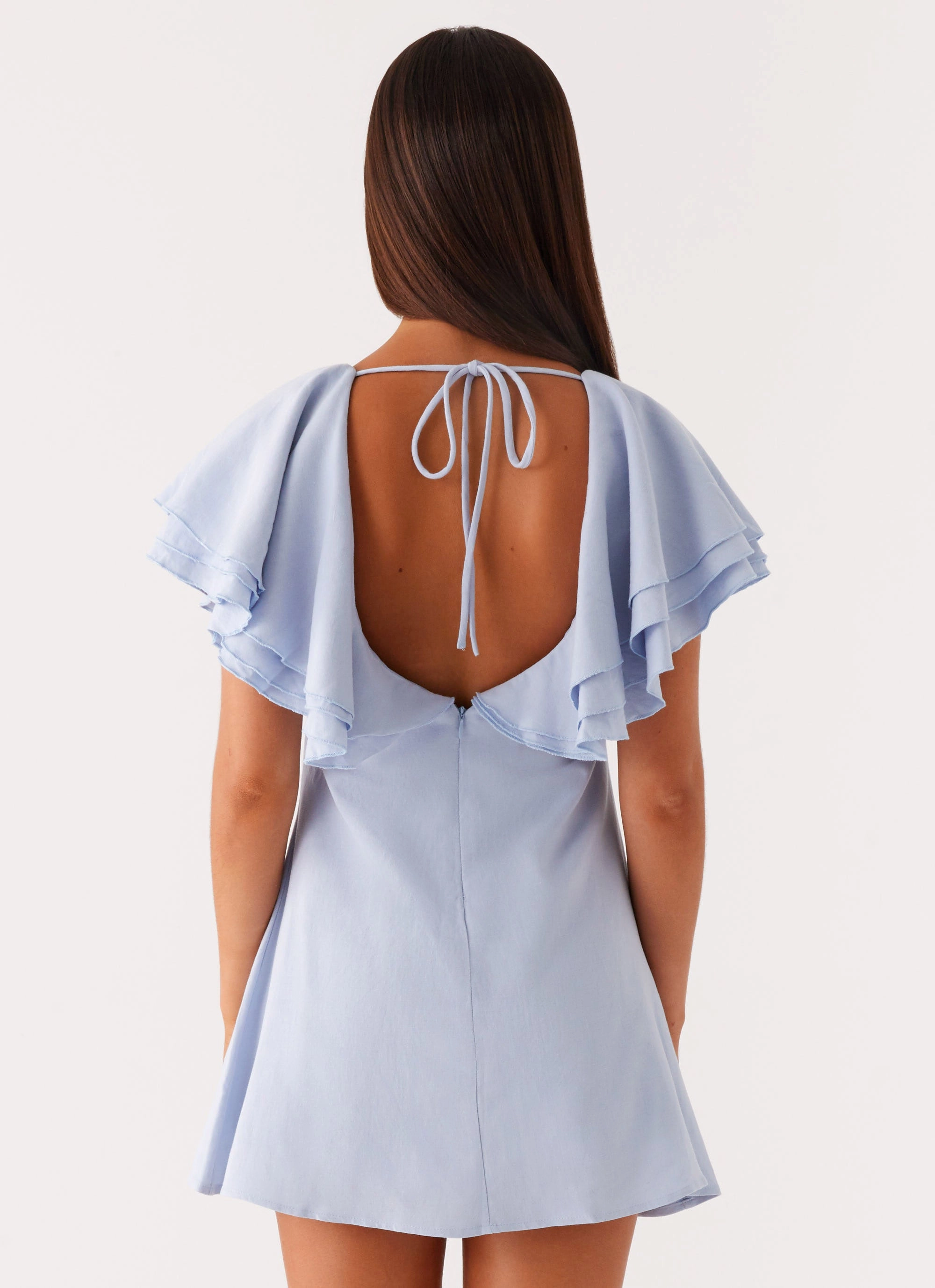 Taye Linen Mini Dress - Blue Perfectly Crafted