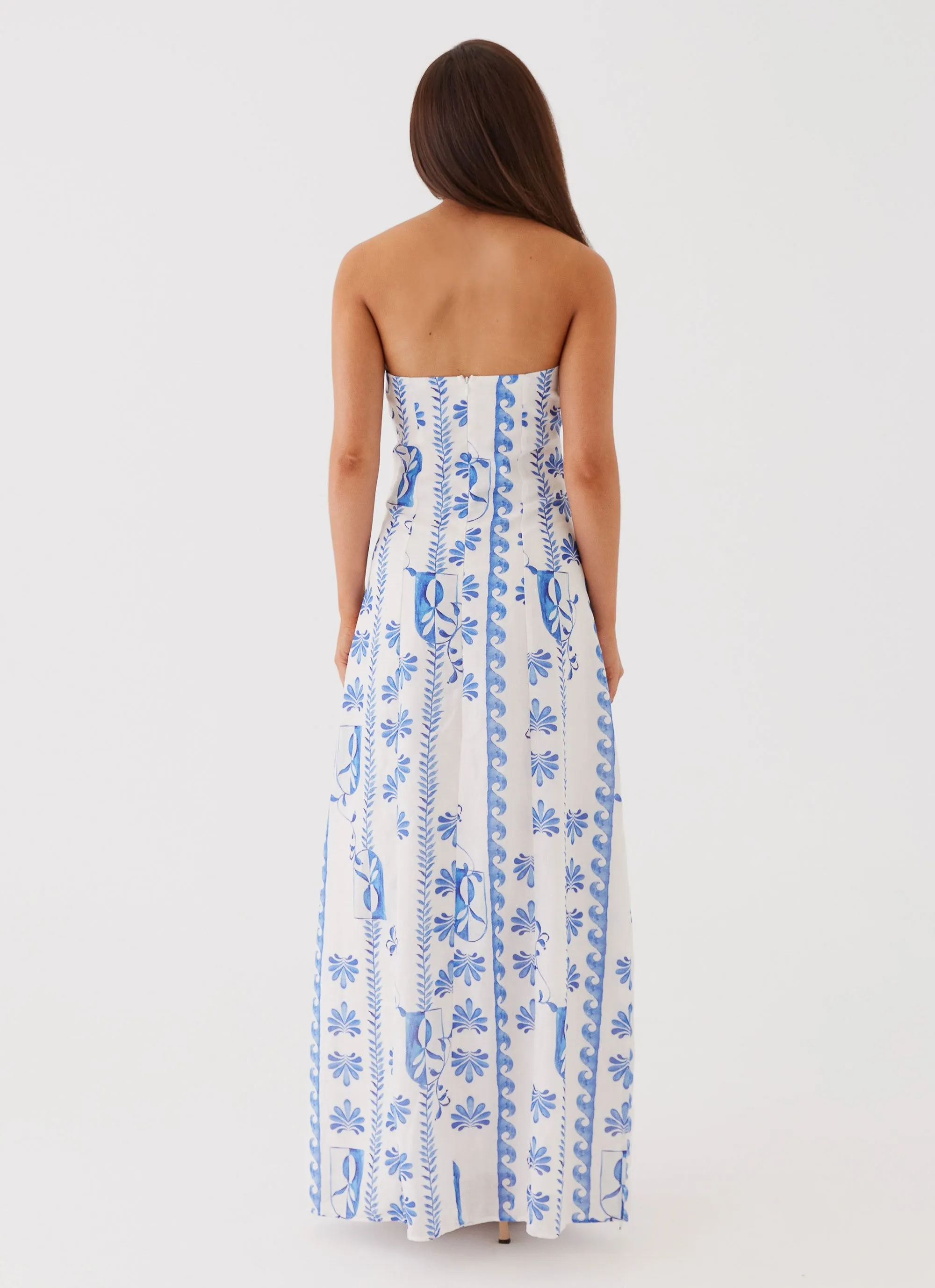 Tayla Linen Maxi Dress - Floral Wave Soft Layering