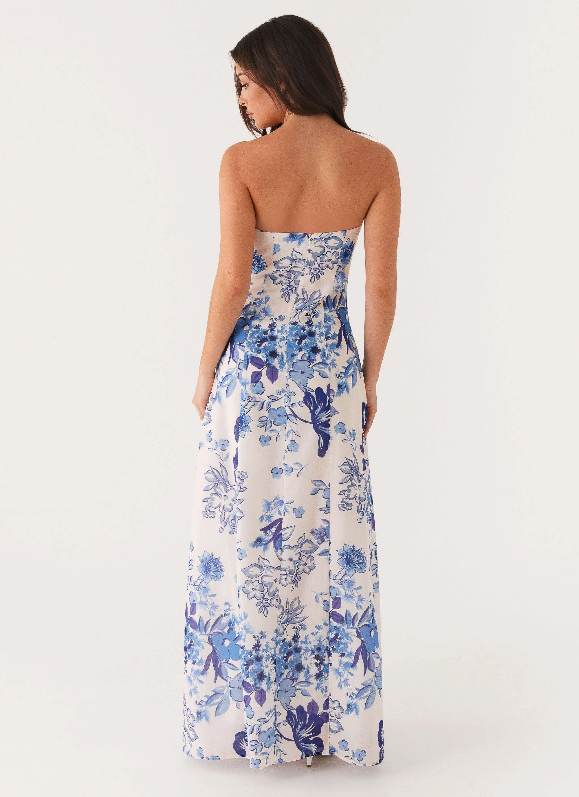 Tayla Linen Maxi Dress - Serene Sky Floral Easy Pairing DeepPocketStyle