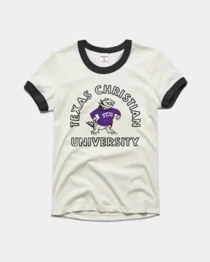 TCU Between the Lines White & Black Women's Ringer T-Shirt