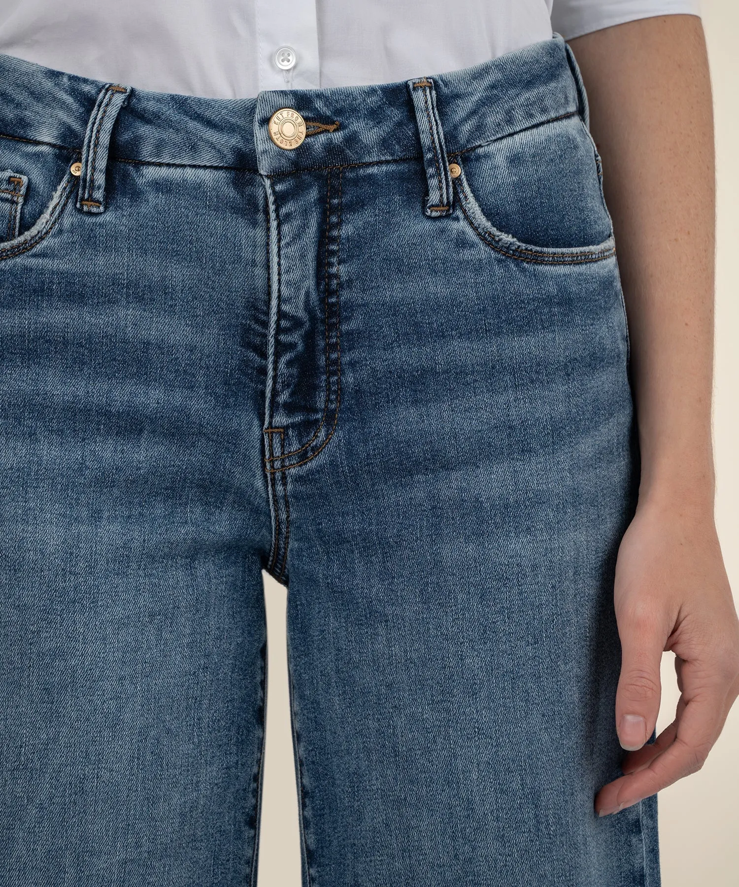 Urban Edge Sporty Cut Meg High Rise Fab Ab Wide Leg - Family W/ Med Base Wash