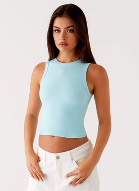 Veda Tank Top - Turquoise Flatlock Seam Design Low Profile Zipper Closure