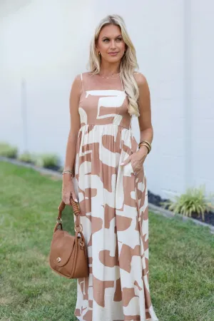 Terracotta Drift Maxi Dress Flattering Waistband Versatile Wear