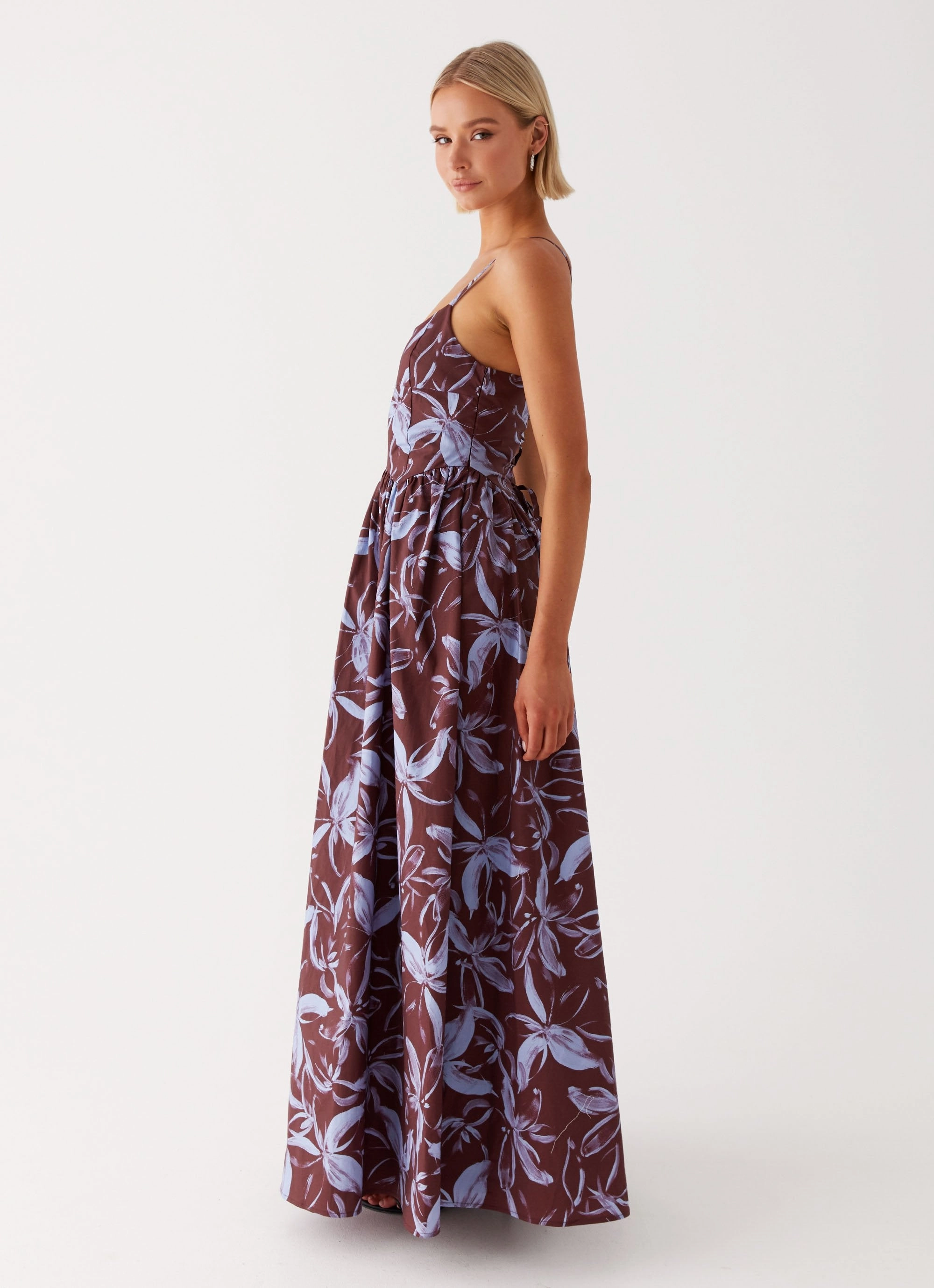 Comfortable Wear Daily Comfort Tesoro Maxi Dress - Brown Purple Floral