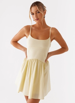 Tesoro Mio Mini Dress - Yellow Sleek Waistband Feel Good