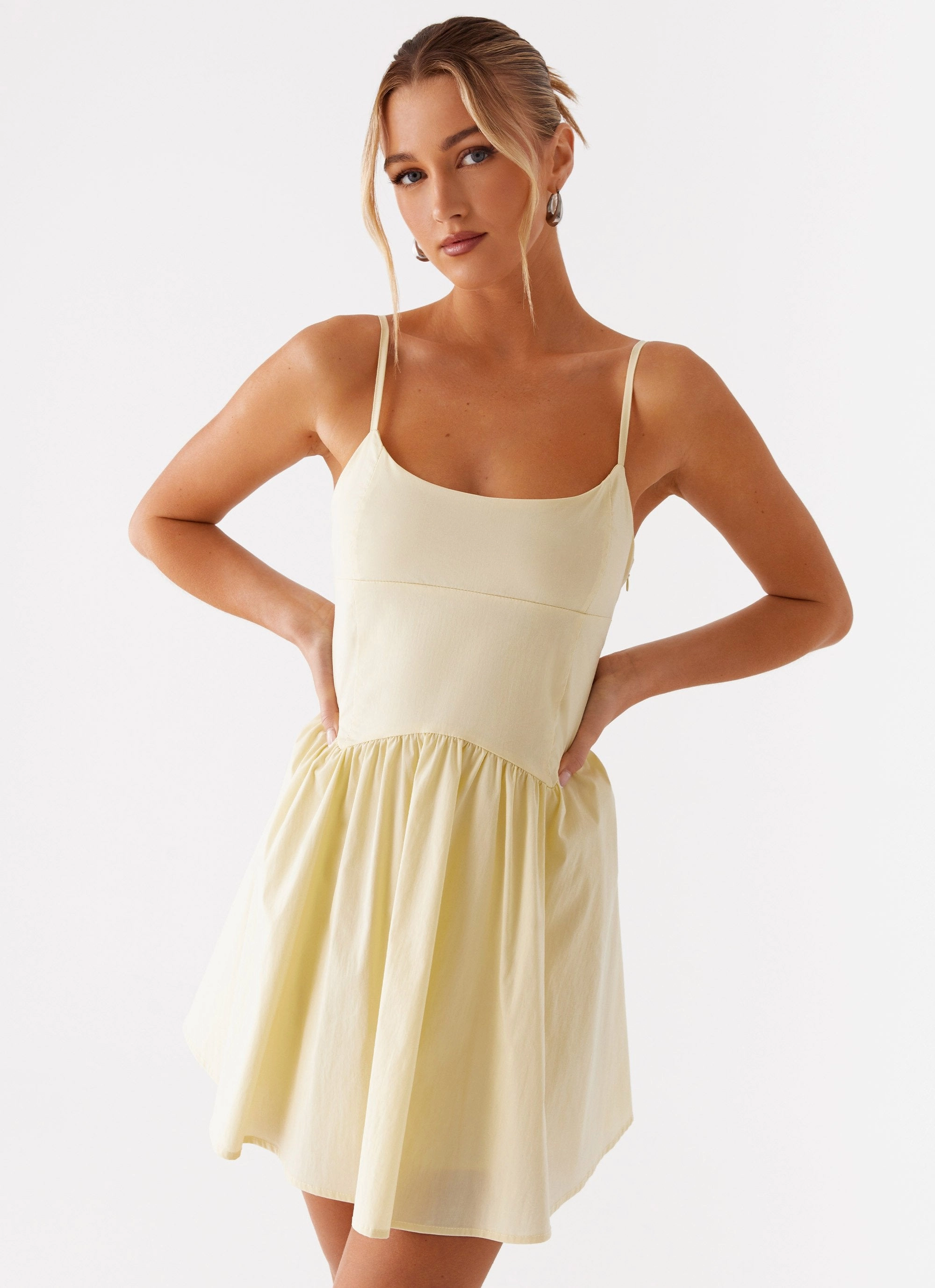 Tesoro Mio Mini Dress - Yellow Sleek Waistband Feel Good