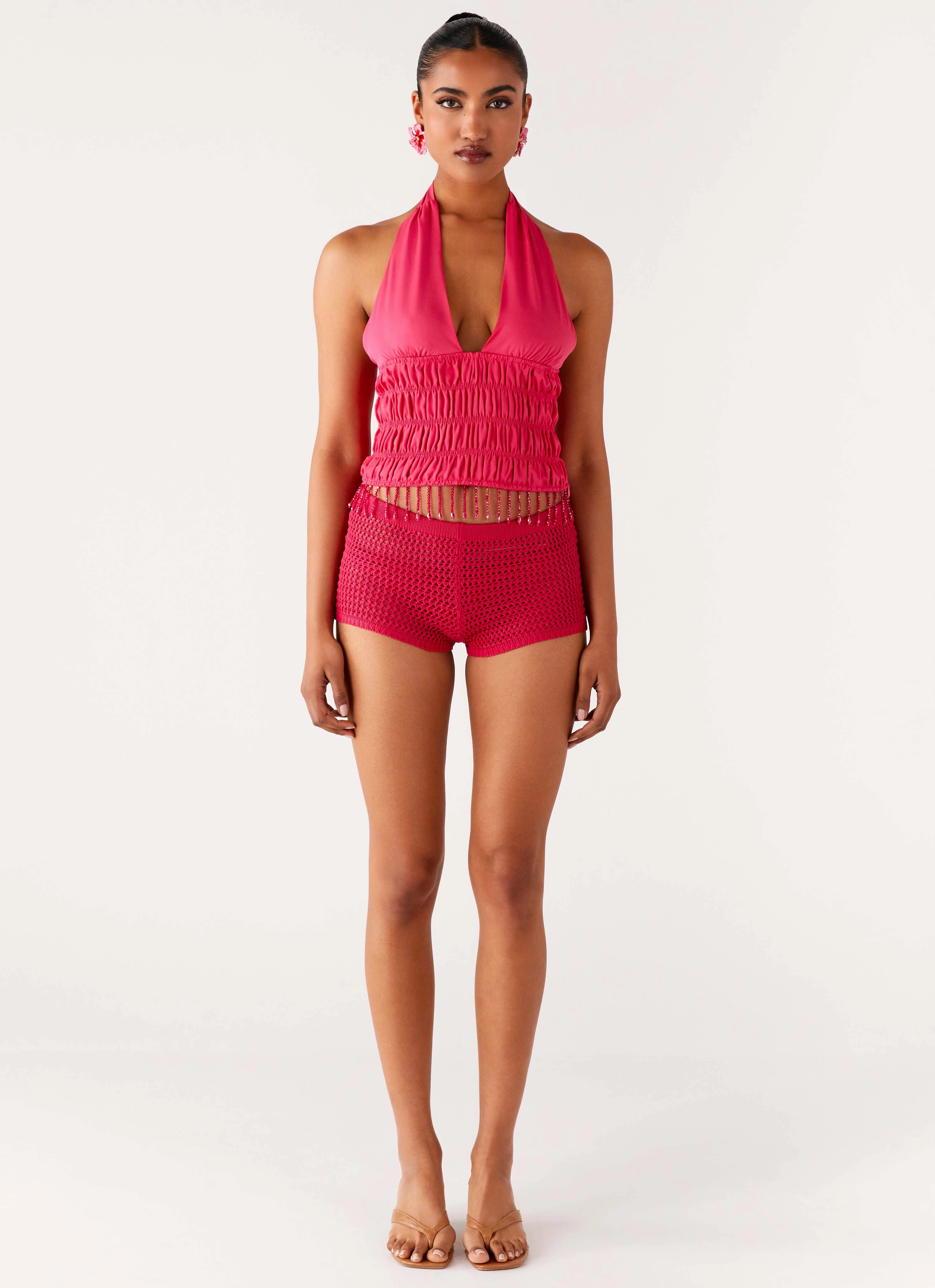 SunProtective Bonded Hemline Teuila Beaded Top - Fuchsia