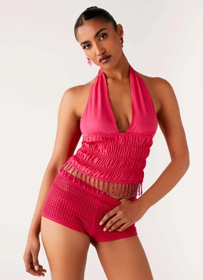 Tunic top Teuila Beaded Top - Fuchsia