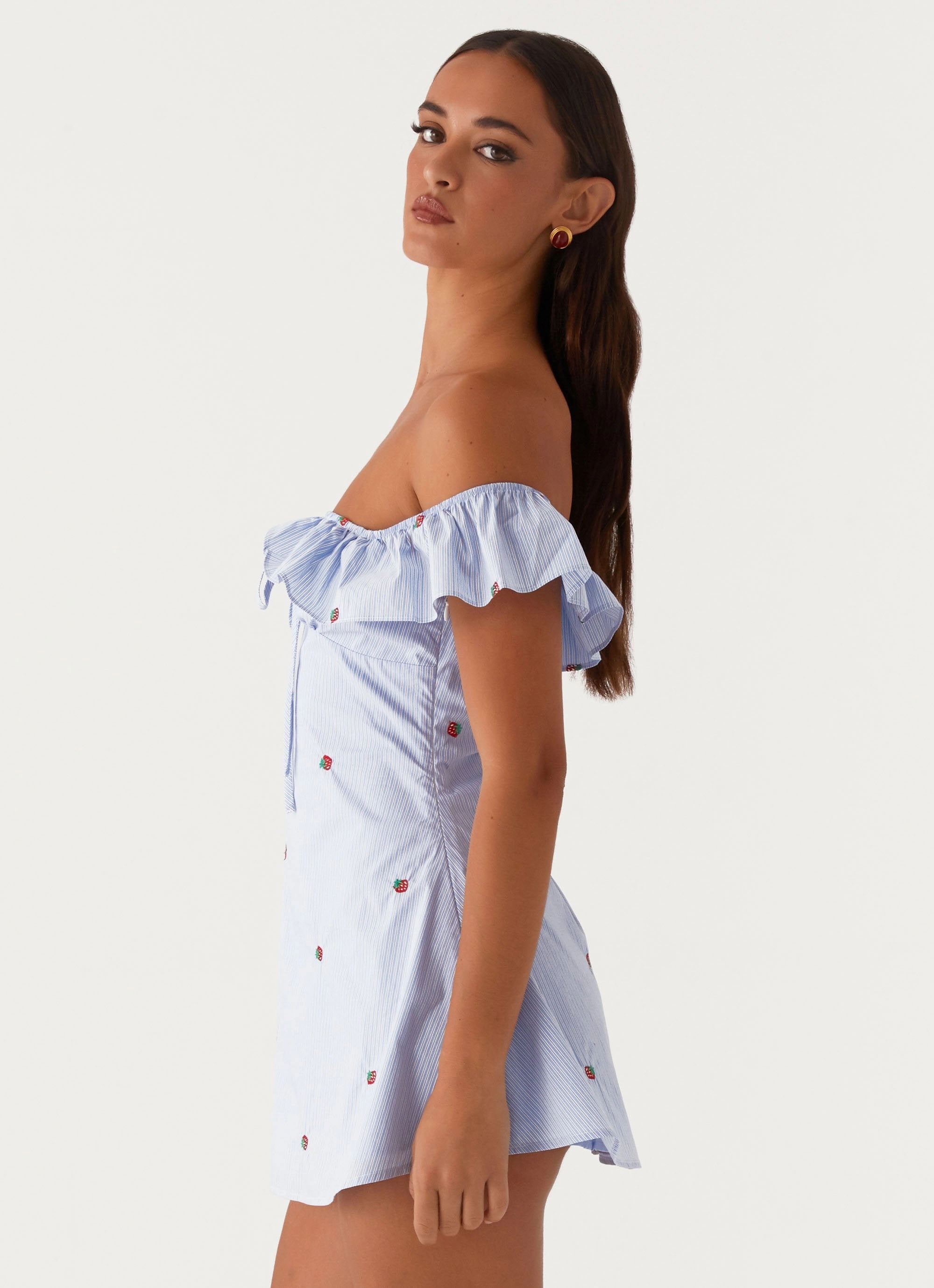 Texas Sun Linen Mini Dress - Blue Smooth Detail