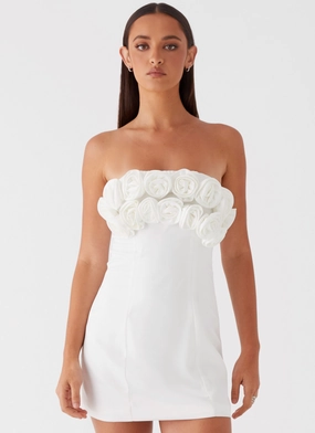 Bouquet Dream Mini Dress - White Day To Night Casual event dress