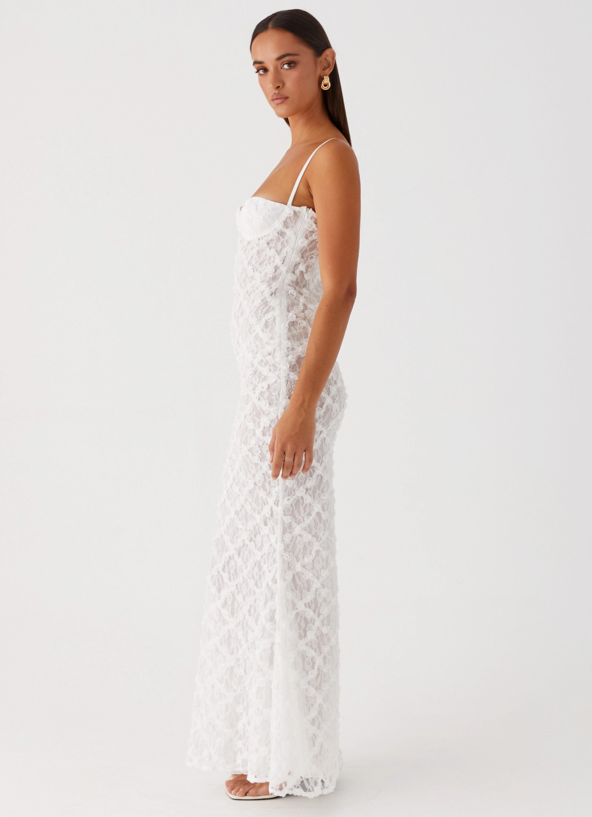 That Girl Maxi Dress - White Side Pleats