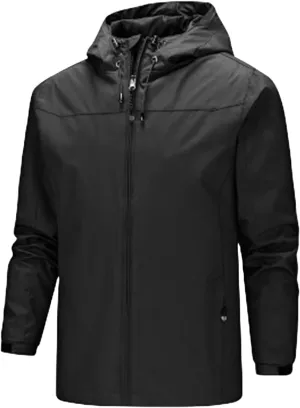 Thatrich Mens Lightweight Waterproof Jacket with Hood Slim Rain Coat Hooded Windbreaker Jackets Outerwear for Fishing Hiking