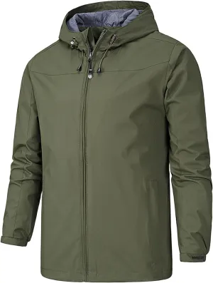Thatrich Mens Lightweight Waterproof Jacket with Hood Slim Rain Coat Hooded Windbreaker Jackets Outerwear for Fishing Hiking