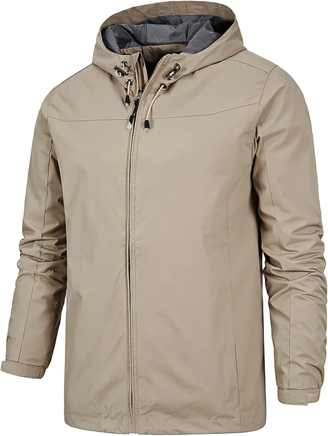 Thatrich Mens Lightweight Waterproof Jacket with Hood Slim Rain Coat Hooded Windbreaker Jackets Outerwear for Fishing Hiking