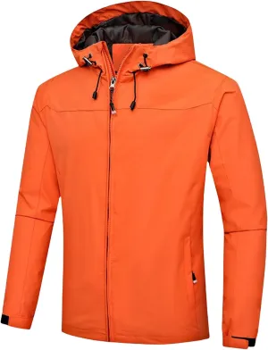 Thatrich Mens Lightweight Waterproof Jacket with Hood Slim Rain Coat Hooded Windbreaker Jackets Outerwear for Fishing Hiking