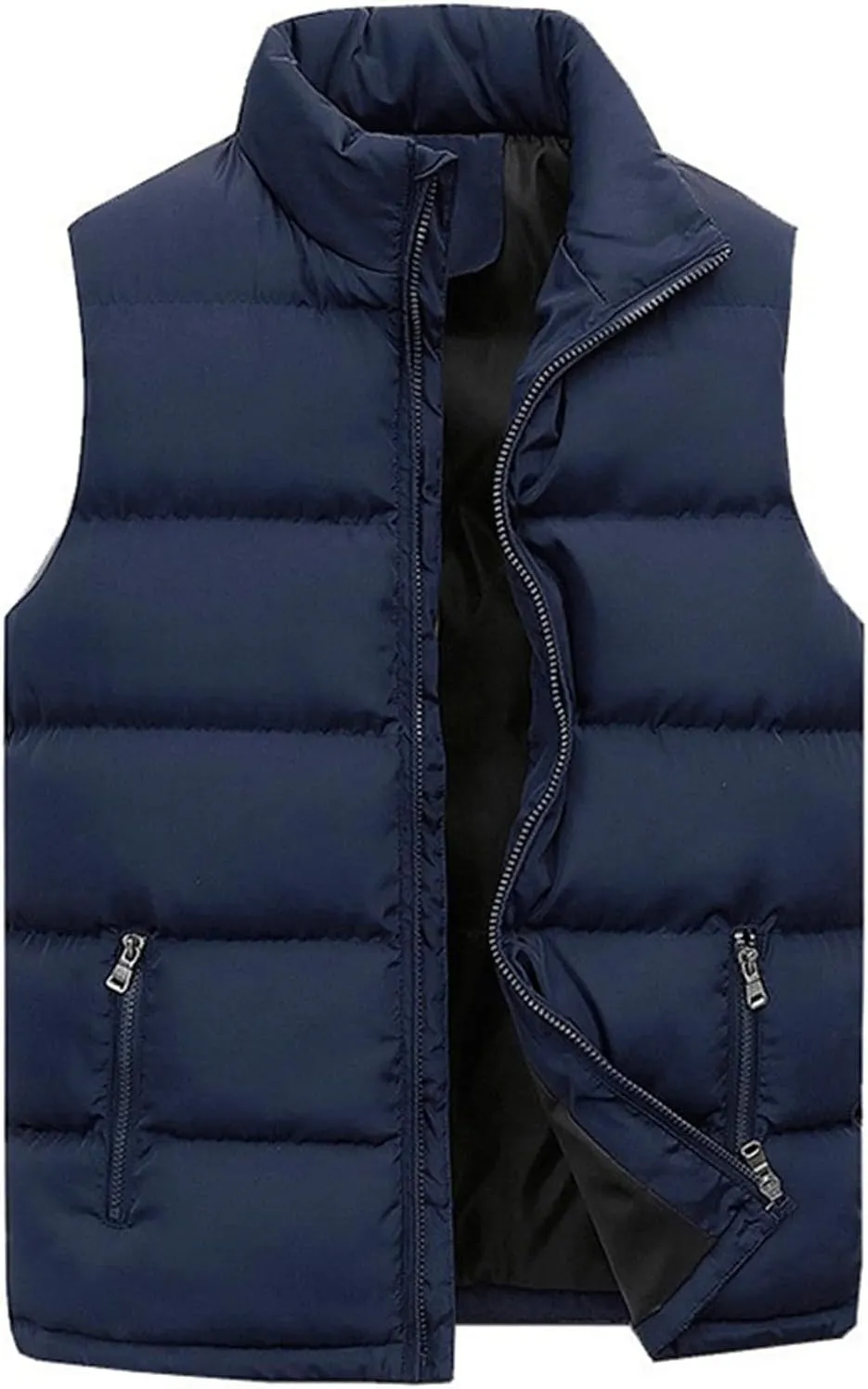 Thatrich Mens Puffer Vest Lightweight Sleeveless Jacket Full Zip Fall Jacket Outdoor Vests Coat Casual Warm Jackets Outerwear