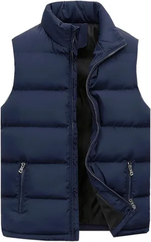 Thatrich Mens Puffer Vest Lightweight Sleeveless Jacket Full Zip Fall Jacket Outdoor Vests Coat Casual Warm Jackets Outerwear