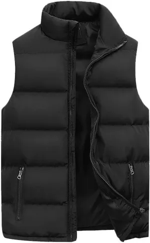 Thatrich Mens Puffer Vest Lightweight Sleeveless Jacket Full Zip Fall Jacket Outdoor Vests Coat Casual Warm Jackets Outerwear