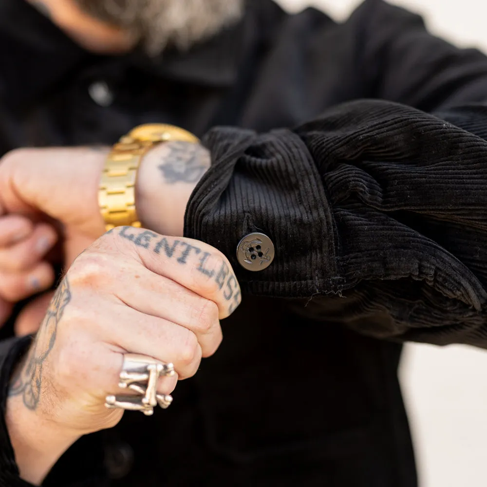 The Flat Head FN-OJ-C013 Corduroy Shirt Jacket Black FINAL SALE